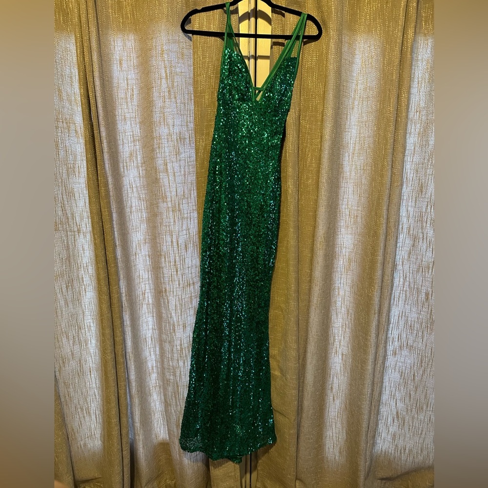 Emerald green sequin dress